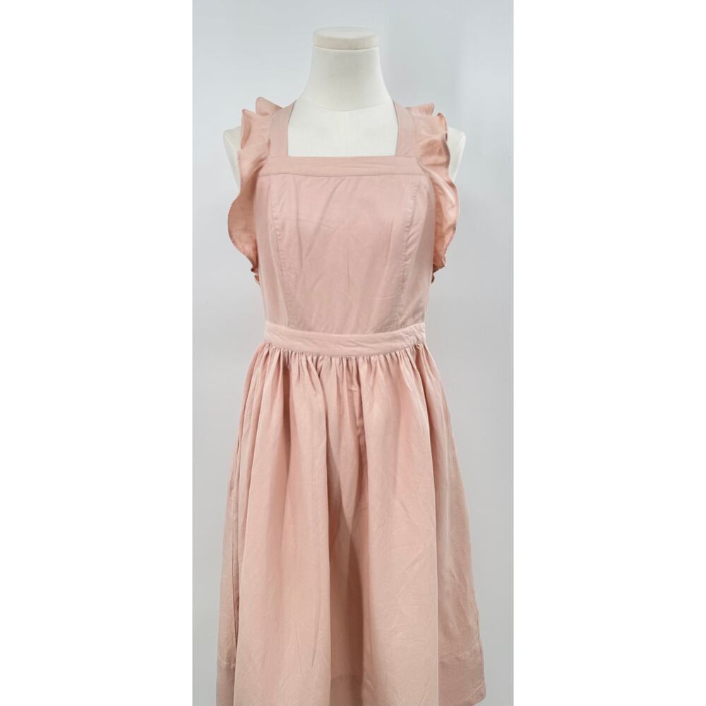 Ulla Johnson Willa Blush Pink Ruffle Midi Dress Open Back Pinafore Linen 4 S